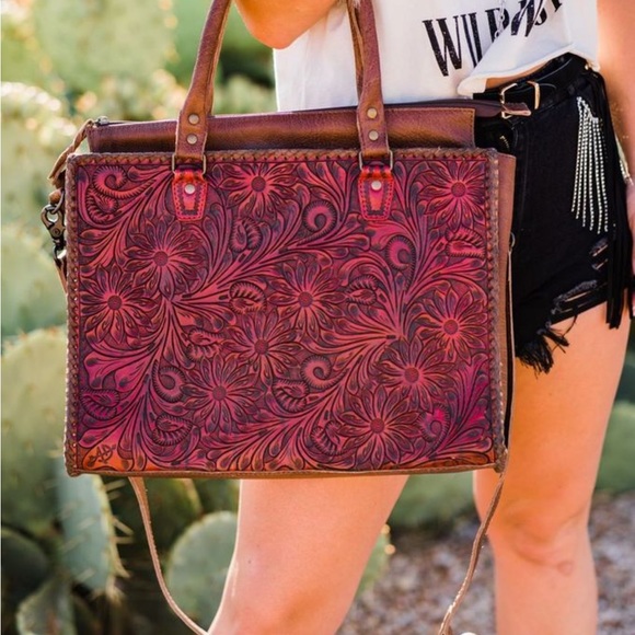 American Darling Bags American Darling Leather Tooled Tote Conceal